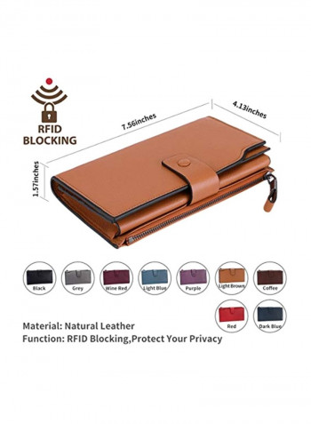 محفظة من الجلد بنظام تحديد الهوية بموجات الراديو Natural Light Brown