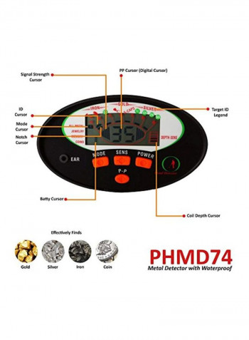 Pinpointer Metal Detector Black 28.7x6.5x5inch