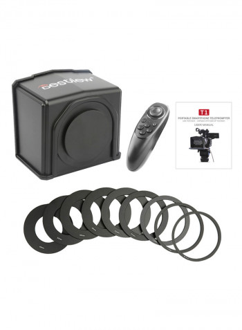 Remote Control Portable Mobile Phone Teleprompter Black