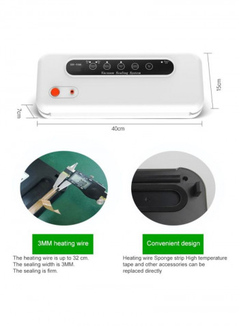 Portable Plastic Vacuum Suction Sealer Machine White/Black/Orange 40x15x7centimeter