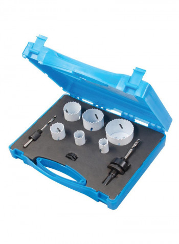 9-Piece Plumbers Hole Saw Set With Carry Case White/Black/Silver 19, 22, 29, 38, 44, 57millimeter