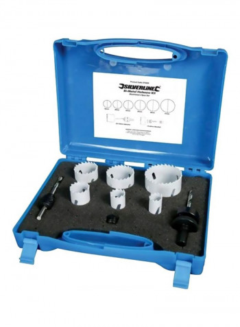 9-Piece Plumbers Hole Saw Set With Carry Case White/Black/Silver 19, 22, 29, 38, 44, 57millimeter