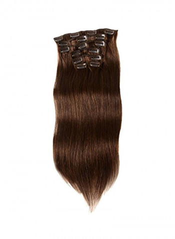 7-Piece Straight Hair Extension Set With Clips 2 Dark Brown 22inch