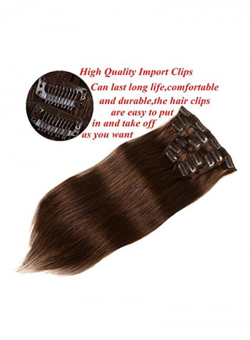 7-Piece Straight Hair Extension Set With Clips 2 Dark Brown 22inch