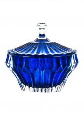 Crown Jewel Decorative Footed Bowl With Lid Blue 19centimeter