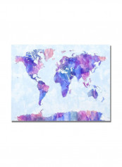 Watercolor World Map Iv Canvas Wall Art Multicolour 22 x 32inch