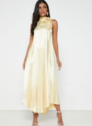 Tie Detail Scarf Dress Beige