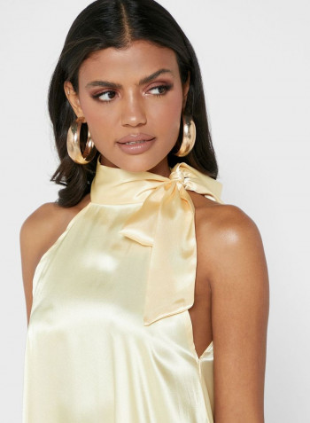 Tie Detail Scarf Dress Beige