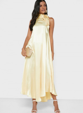 Tie Detail Scarf Dress Beige