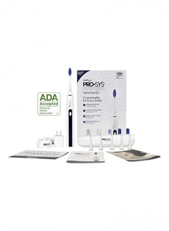VarioSonic Electric Toothbrush With 5 Bristle Brush Head Set White/Blue