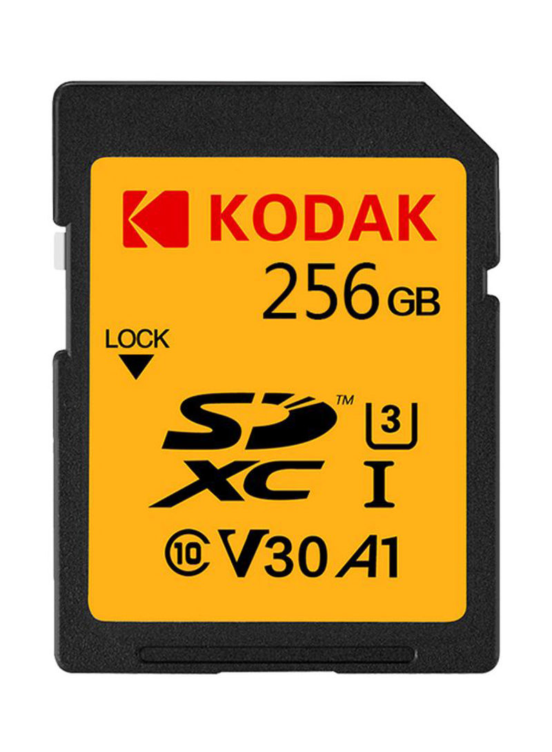 U3 SD V30 SD XC Camera 4K HD Memory Card 256GB Yellow