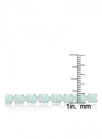 925 Sterling Silver Created Opal Studded Tennis Bracelet
