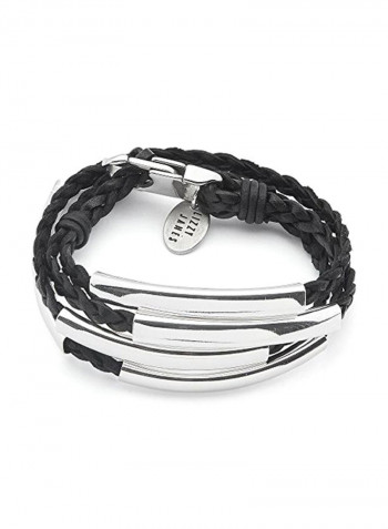 Silver Plated Leather Braided Wrap Bracelet