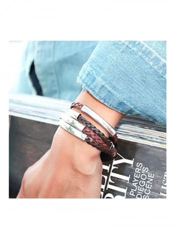 Silver Plated Leather Wrap Bracelet