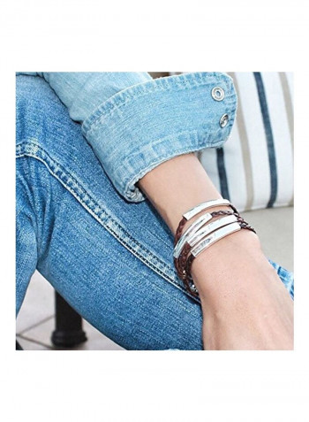 Silver Plated Leather Wrap Bracelet