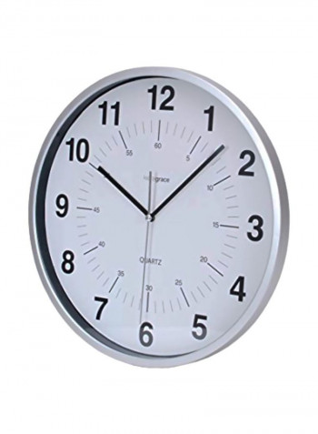 6-Piece Round Wall Clock Silver 12inch