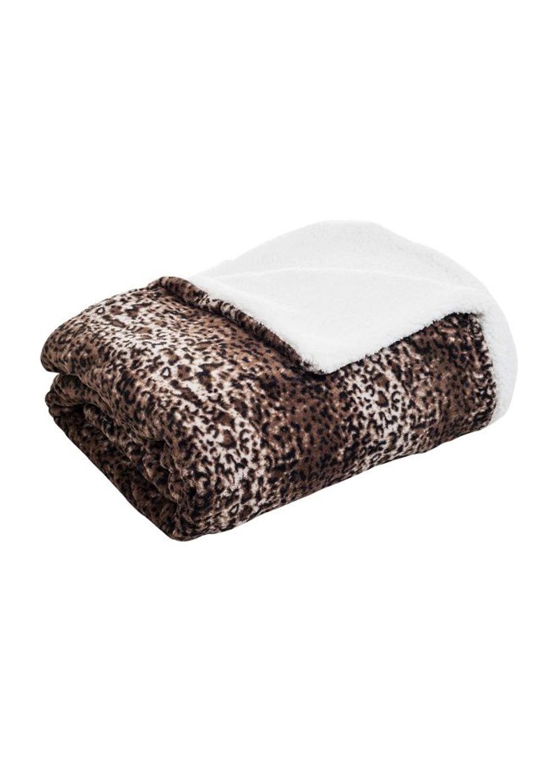 Fleece Blanket With Sherpa Backing Polyester Mink King
