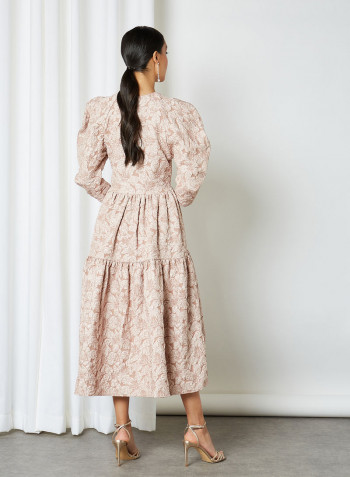 Zelda Jacquard Midi Dress Peach