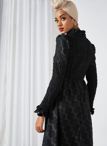 Entertain Shirring Maxi Dress Black