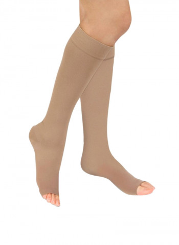 Over Knee High Compression Socks, Class 3 (34-46 Mmhg) Open Toe Flesh