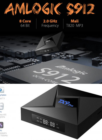 TX9 Pro Android HD Media Player Set Top Box V3487 Black