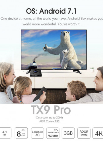 TX9 Pro Android HD Media Player Set Top Box V3487 Black