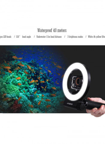 LED Waterproof Diving Fill Light 6.5centimeter White/Black