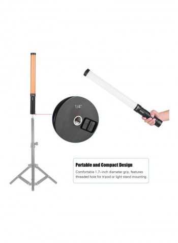 Portable Handheld LED Tube Light 56x4.5centimeter Black/White
