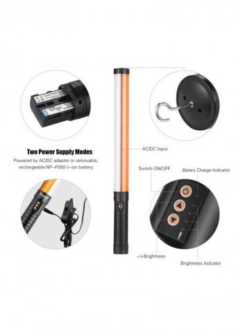 Portable Handheld LED Tube Light 56x4.5centimeter Black/White