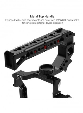 Aluminum Alloy Camera Cage With Top Handle Kit 17.5x5.5x11.5cm Black