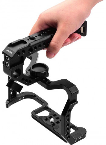 Aluminum Alloy Camera Cage With Top Handle Kit 17.5x5.5x11.5cm Black