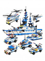 2318-Piece City Police Station And Military Battleship Building Set
