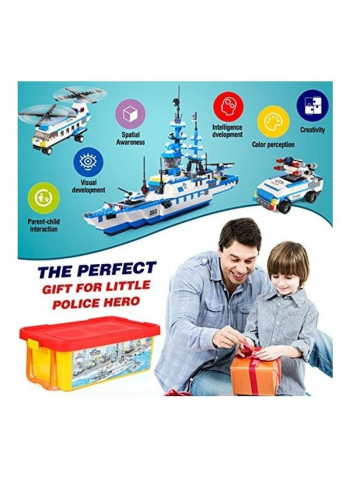 2318-Piece City Police Station And Military Battleship Building Set