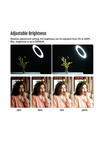 Dimmable Ring Video Light LED 14inch Black