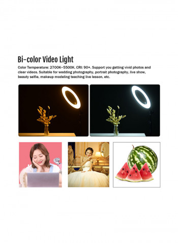 Dimmable Ring Video Light LED 14inch Black