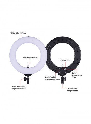 Dimmable Ring Video Light LED 14inch Black