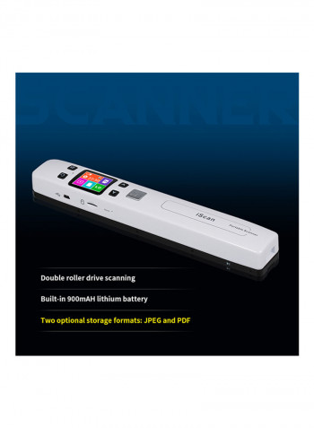 1050DPI Portable Scanner 30.50 x 5 x 10centimeter White