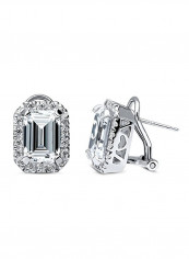 Rhodium Plated Cubic Zirconia Studded Stud Earrings
