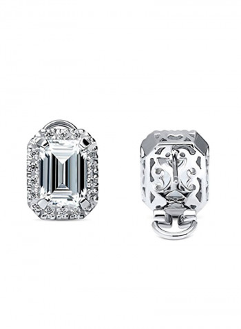 Rhodium Plated Cubic Zirconia Studded Stud Earrings