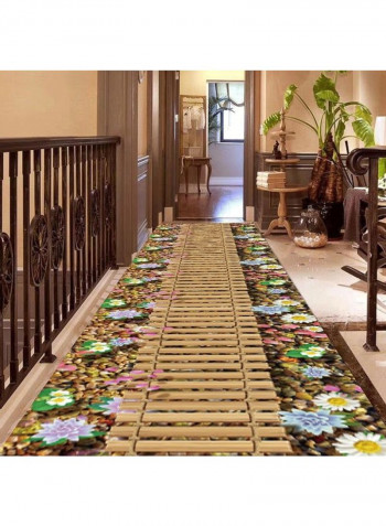 Colour Block Anti-Skidding Floral Pattern Classic Home Rug Multicolour 100 X 200cm