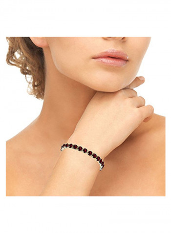 925 Sterling Silver Ruby Studded Tennis Bracelet
