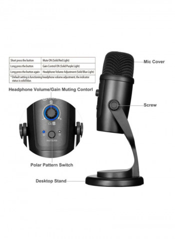 USB Microphone 10x8.4x22.7centimeter Black