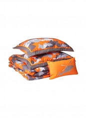 4-Piece Comforter Set Orange/Grey/White