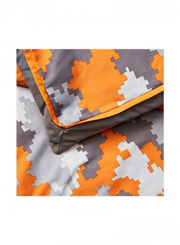 4-Piece Comforter Set Orange/Grey/White
