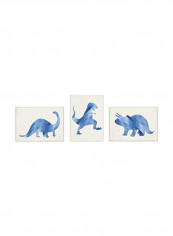 3-Piece Decorative Geometric Ombre Dinosaurs Wall Art Blue/White 10x0.5x15inch