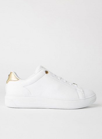 Metallic Leather Cupsole Sneakers White