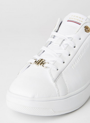 Metallic Leather Cupsole Sneakers White