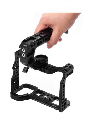 Aluminum Alloy Camera Cage with Top Handle Grip Black