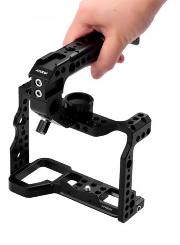 Camera Cage With Top Handle Grip Black