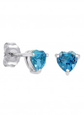 2 Carat Topaz Heart Shape Swiss Sterling Silver Stud Earrings